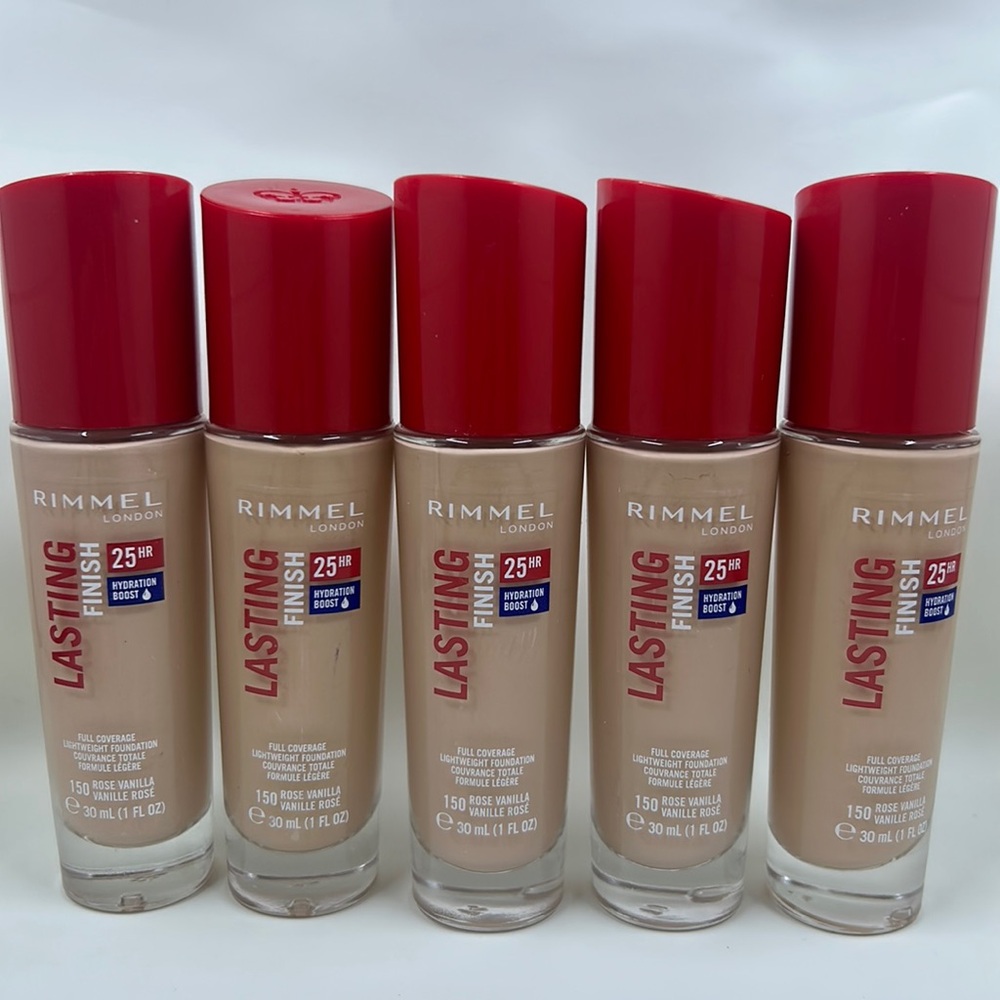5x 150 Rose Vanilla - Rimmel London Lasting Finish Foundation 30ml 25hr Coverage